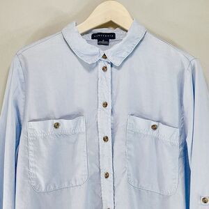 Sanctuary Womens Blue Long Sleeve Button-Down Shirt Size M Soft Comfort Blouse.